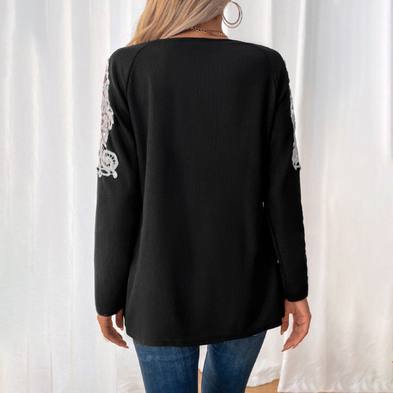 Damen elegantes Longsleeve mit Zip und Spitzenakzenten Drune