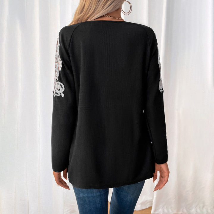 Damen elegantes Longsleeve mit Zip und Spitzenakzenten Drune