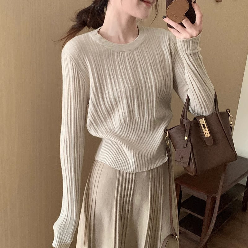 Damen Strickpullover mit eleganter Rippstruktur und taillierter Silhouette Drune