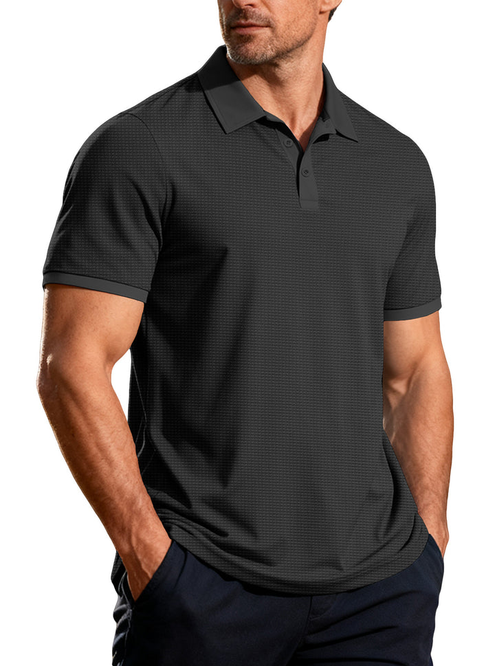Herren nan strukturiertes Piqué-Kurzarm-Poloshirt mit Hemdkragen Drune