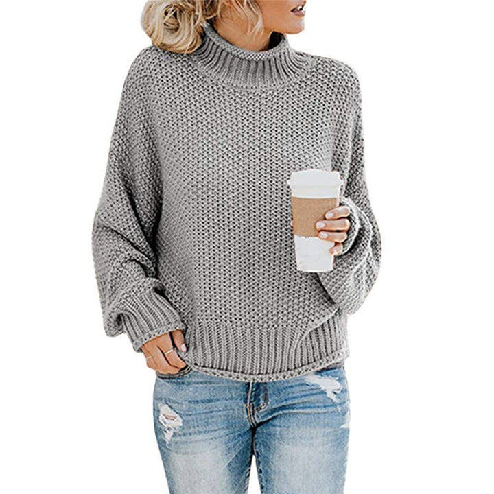Damen grob gestrickter Rollkragenpullover mit lässigem Schnitt Drune