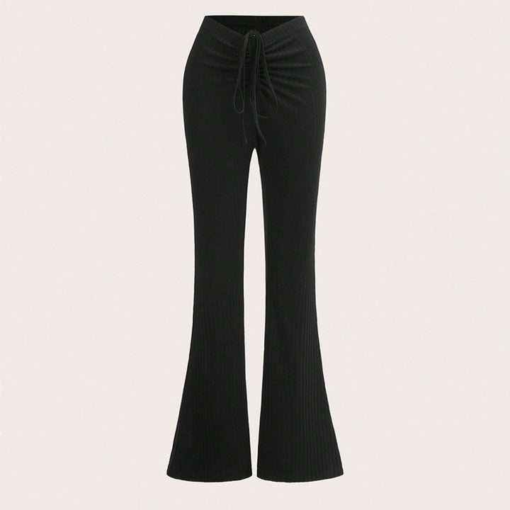 Damen Ripp-Panel-Hose mit hohem Bund und seitlichem Kordelzug Drune