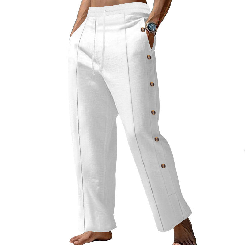 Herren Elegante Freizeithose mit verstellbarem Bund und praktischen Druckknöpfen Drune