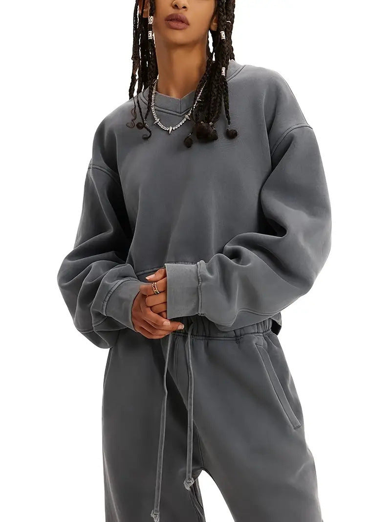 Damen lässiger Oversized Pullover mit elastischen Bündchen Drune