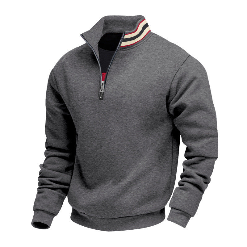 Herren nan Halbzip-Sweatshirt mit sportivem Ringkragen und weichem Fleece-Innenfutter Drune