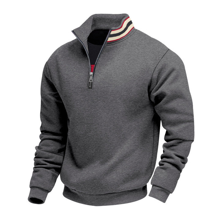 Herren nan Halbzip-Sweatshirt mit sportivem Ringkragen und weichem Fleece-Innenfutter Drune
