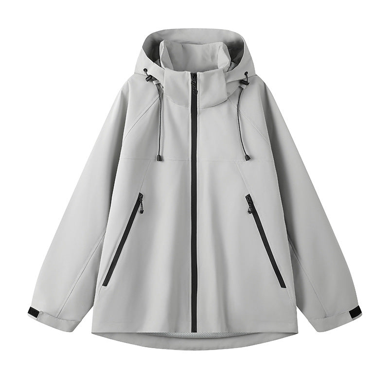 Damen technische Outdoor-Jacke mit verstellbarer Kapuze und funktionalen Reißverschlusstaschen Drune