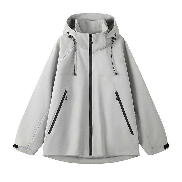 Damen technische Outdoor-Jacke mit verstellbarer Kapuze und funktionalen Reißverschlusstaschen Drune