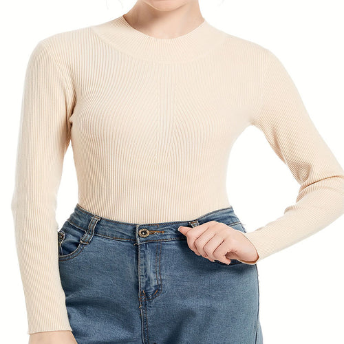 Damen Feinstrickoberteil mit elegantem Rollkragen und Rippstruktur Drune
