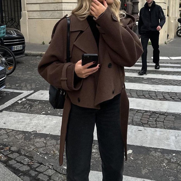 Damen Modischer Übergröße-Bikerjacke mit asymmetrischem Schnitt und Druckknopfverschluss Drune