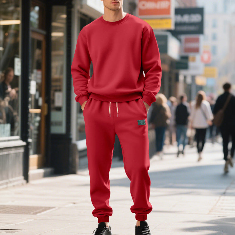 Herren lässiger Sweat-Anzug mit elastischem Bund und Kängurutaschen Drune