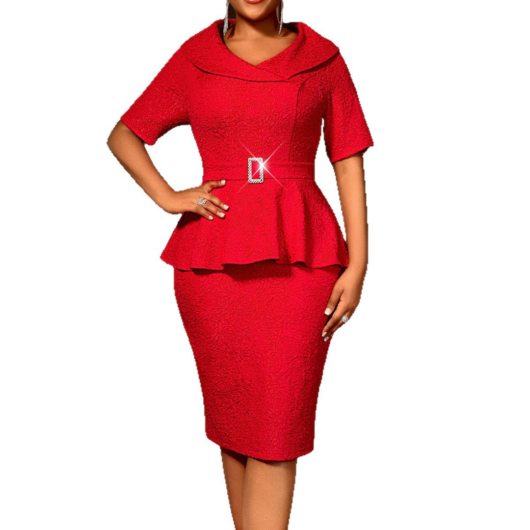 Damen figurbetontes Peplum-Kleid mit Raffinierter Taillierung Drune