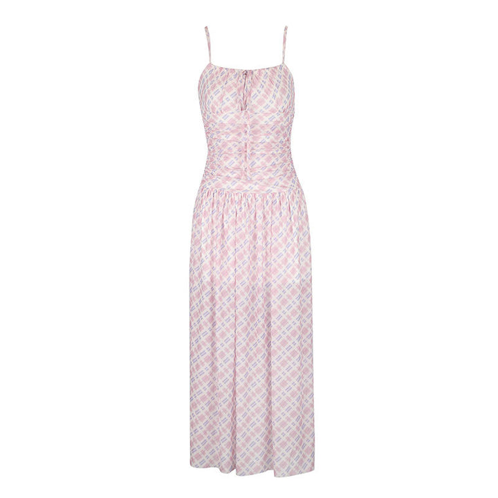 Damen Maxikleid mit Spaghettiträgern und eleganter Raffungen Drune