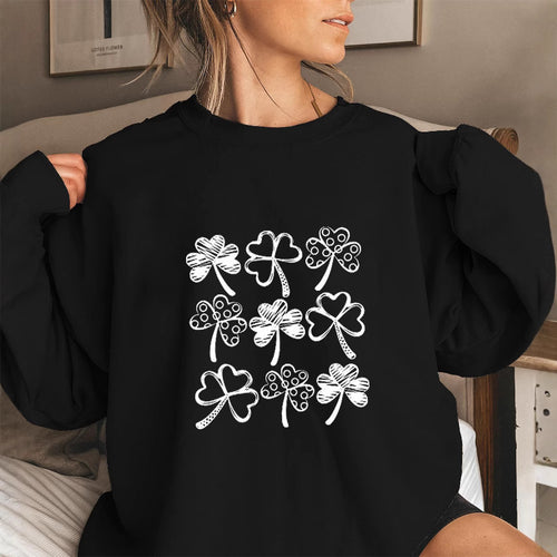Damen Sweatshirt mit verspieltem Kleeblatt-Motiv Drune