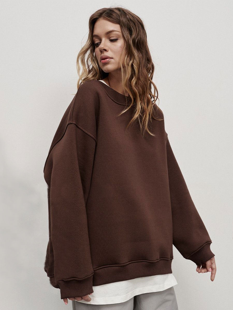 Damen Oversized Sweatshirt im lässigen Stil mit übergroßen Ärmeln und elastischen Bündchen Drune