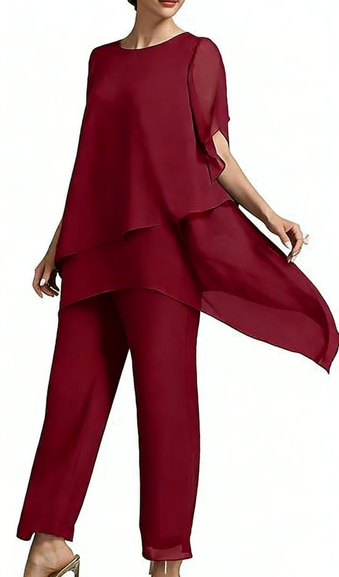 Damen Elegantes Zwei-Teiler-Set mit luftigen Ärmeln und asymmetrischem Saum Drune