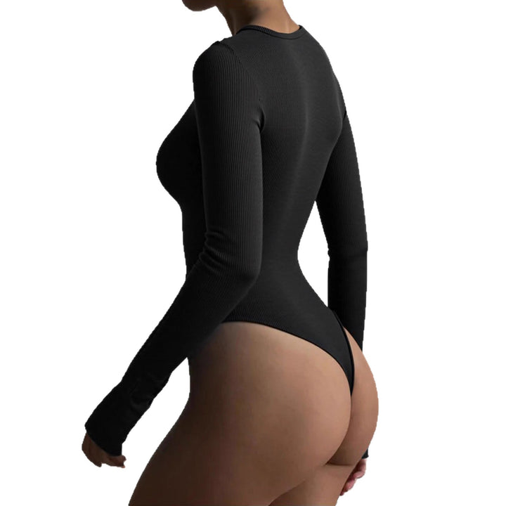 Damen Langarm-Bodysuit mit elegantem Knopfleisten-Design Drune
