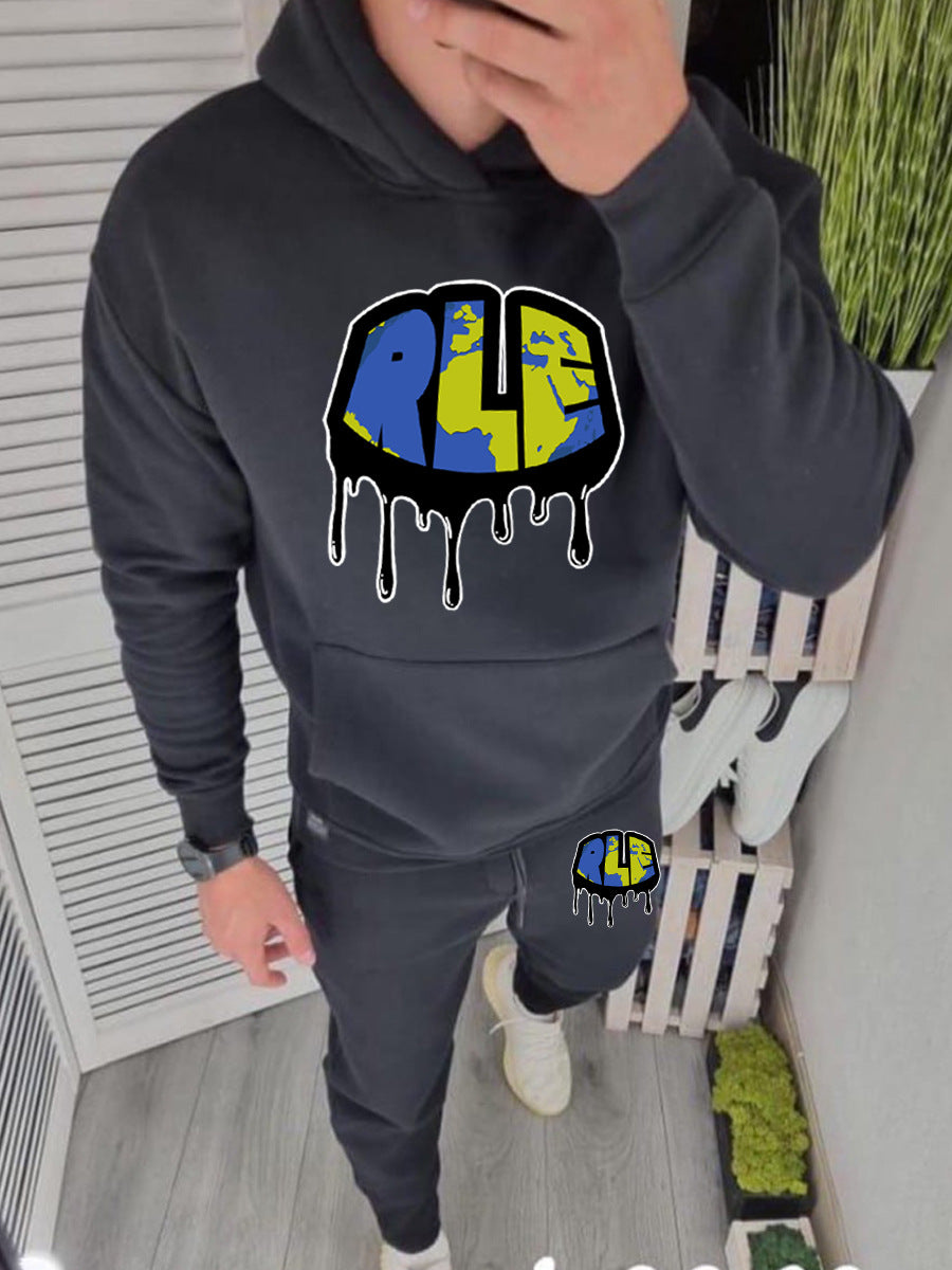 Damen Kapuzenpullover und Jogginghose Set mit kreativem Graffiti-Design Drune