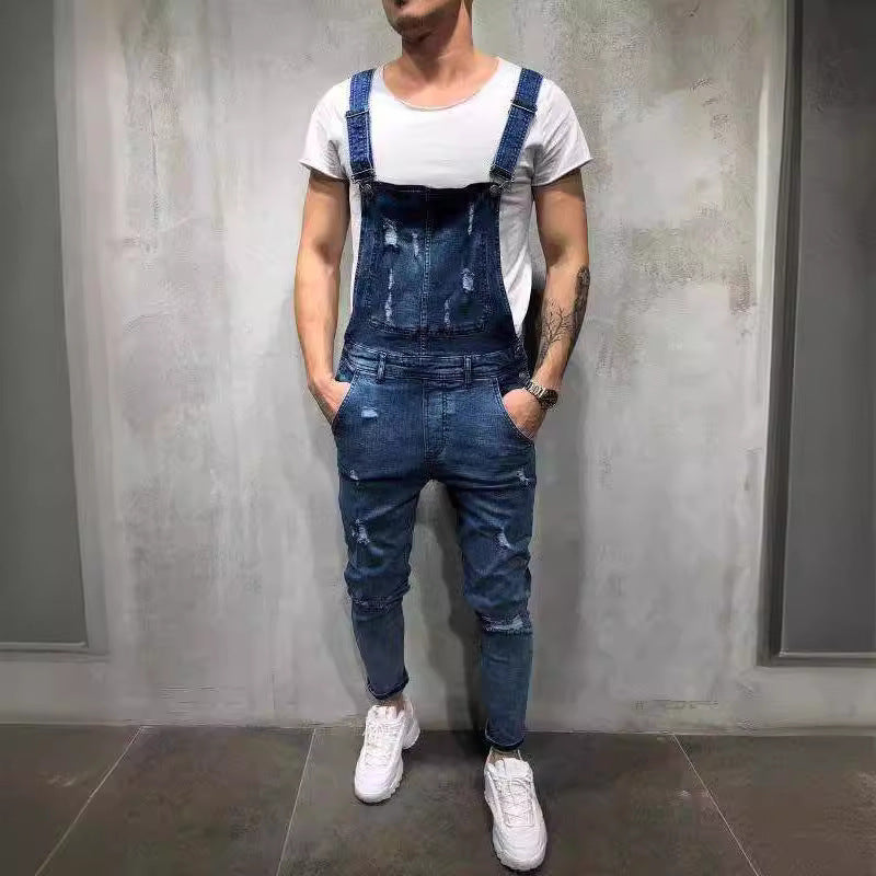 Herren Latzhose im modernen urbanen Stil mit stylischen Zerstörungen Drune