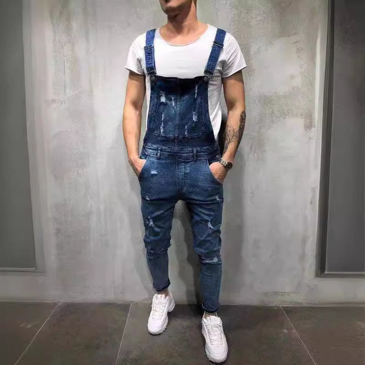 Herren Latzhose im modernen urbanen Stil mit stylischen Zerstörungen Drune