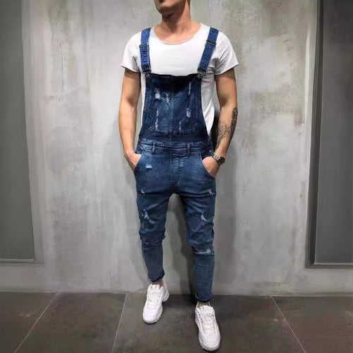 Herren Latzhose im modernen urbanen Stil mit stylischen Zerstörungen Drune