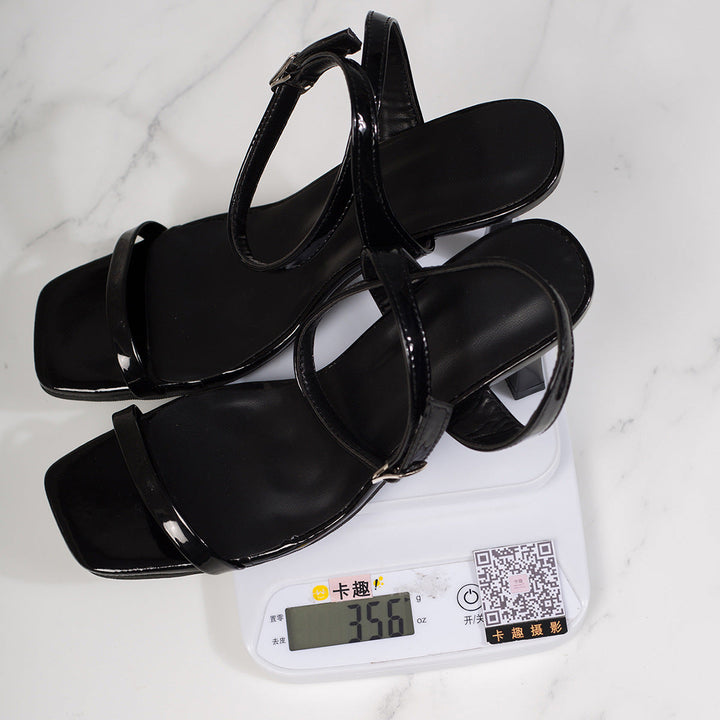 Damen elegante Sling-Sandalen mit feinen Riemen und modischem Blockabsatz Drune