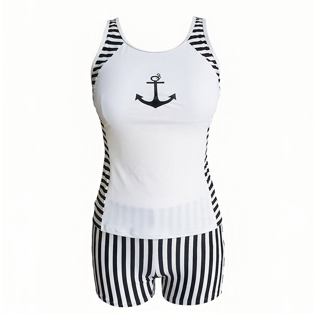 Damen Sportshirt mit hoher Taille und maritimem Design Drune