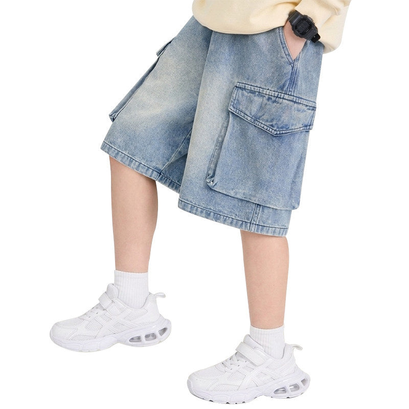 Jungen lässige Denim-Shorts mit praktischen Cargo-Taschen Drune