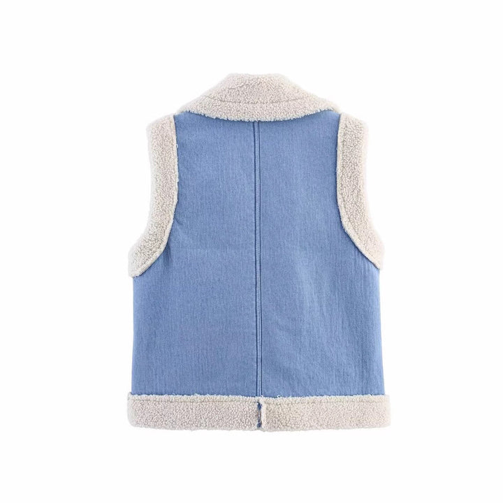 Damen Weste im Vintage-Style aus Denim mit Fleecefutter Drune