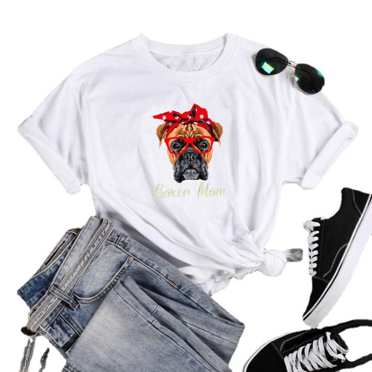 Frauen Verspielt Boxer Hund Grafik T-Shirt Drune