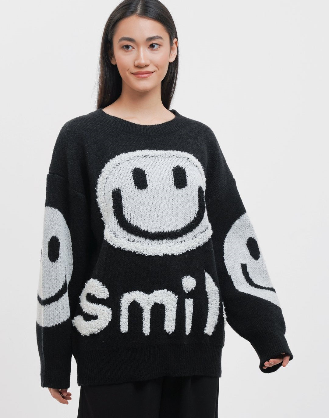 Damen gemütlicher Oversize-Pullover mit lässigem Grafikdesign Drune