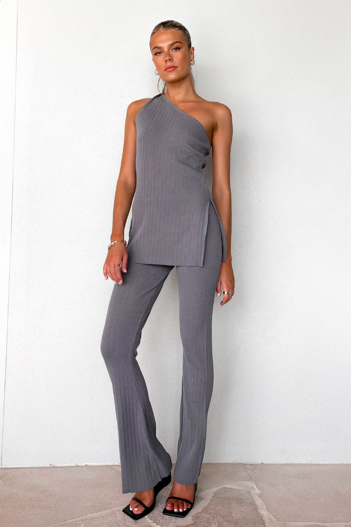 Damen lässiges asymmetrisches Oberteil mit passender Hose Drune