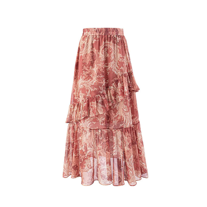 Damen Maxi-Rock mit voluminösem Stufendesign Drune