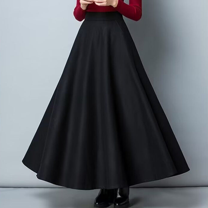 Damen Eleganter Maxirock mit schwingendem Saum und praktischen Taschen Drune
