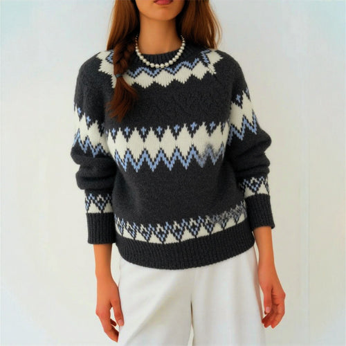 Damen Strickpullover mit grafischem Muster und weichem Material Drune