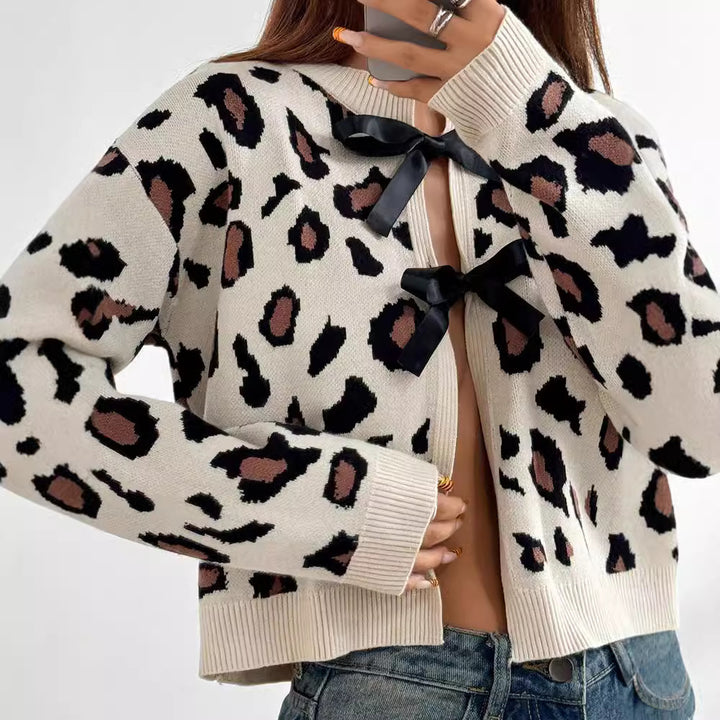 Damen Trendiger Cardigan mit verspielten Schleifen Drune