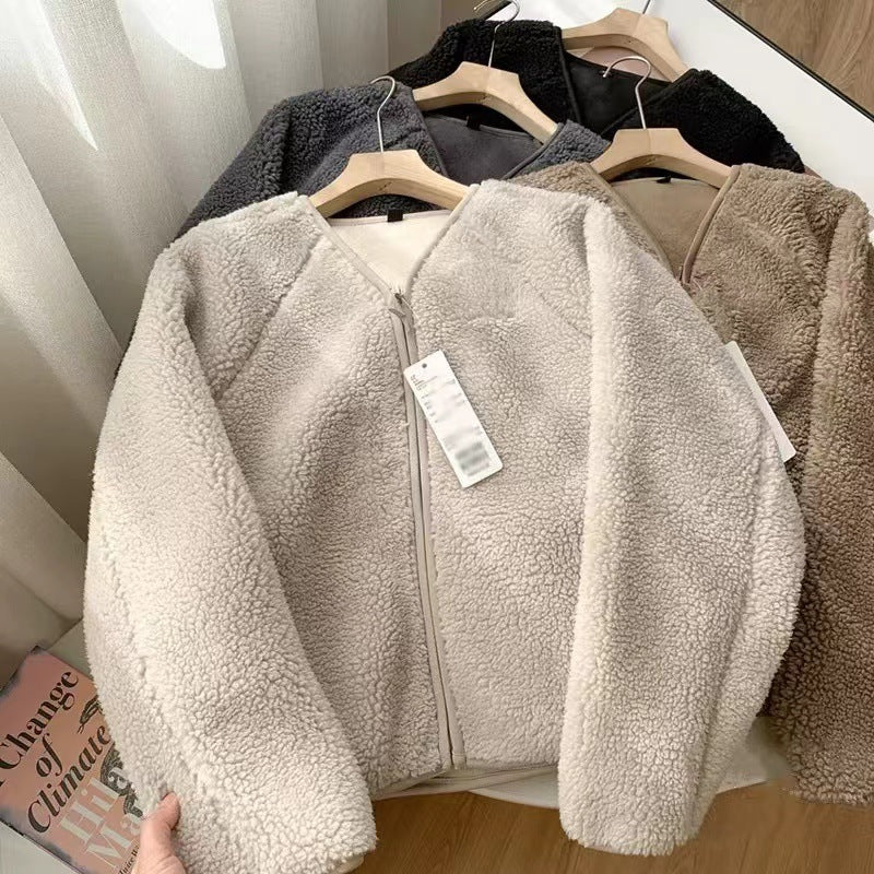 Damen Kuscheljacke mit durchgehendem Reißverschluss und weichem Fleecefutter Drune