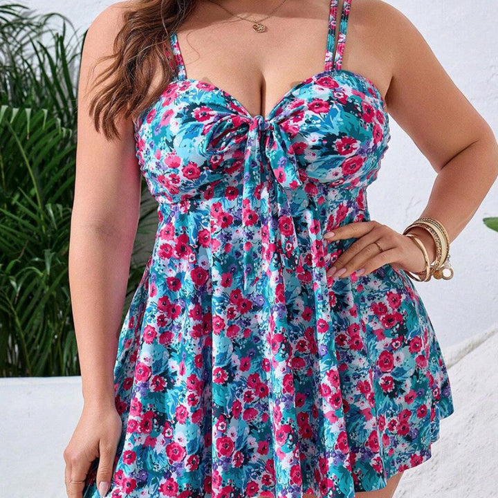 Damen Badekleid mit floralem Design und verstellbaren Trägern Drune