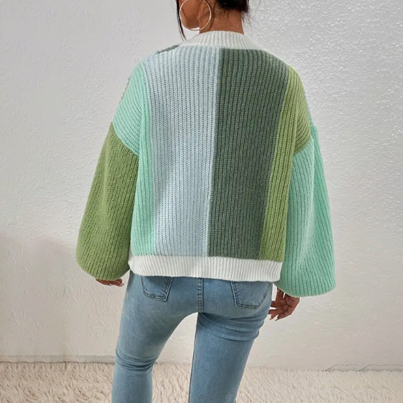 Damen Strickjacke mit buntem Blockdesign und lässigem Schnitt Drune