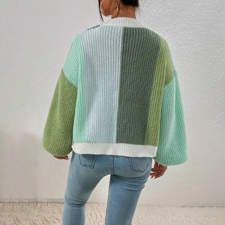 Damen Strickjacke mit buntem Blockdesign und lässigem Schnitt Drune