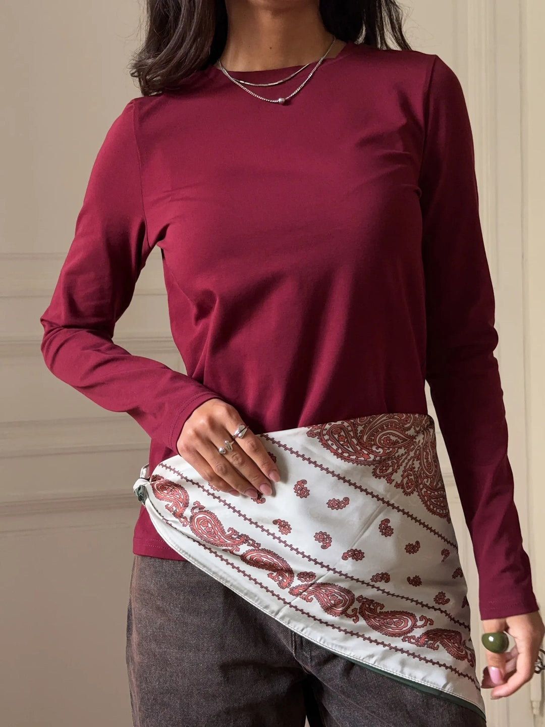 Damen Langarmshirt mit körperbetontem Schnitt und modischem Design Drune
