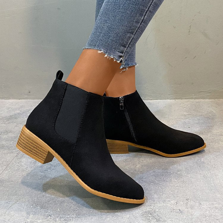 Damen Stiefeletten mit elegantem Reißverschluss und komfortablem Blockabsatz Drune