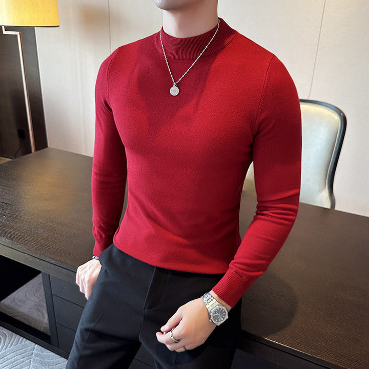 Herren modischer Pullover mit hohem Kragen und eleganter Passform Drune