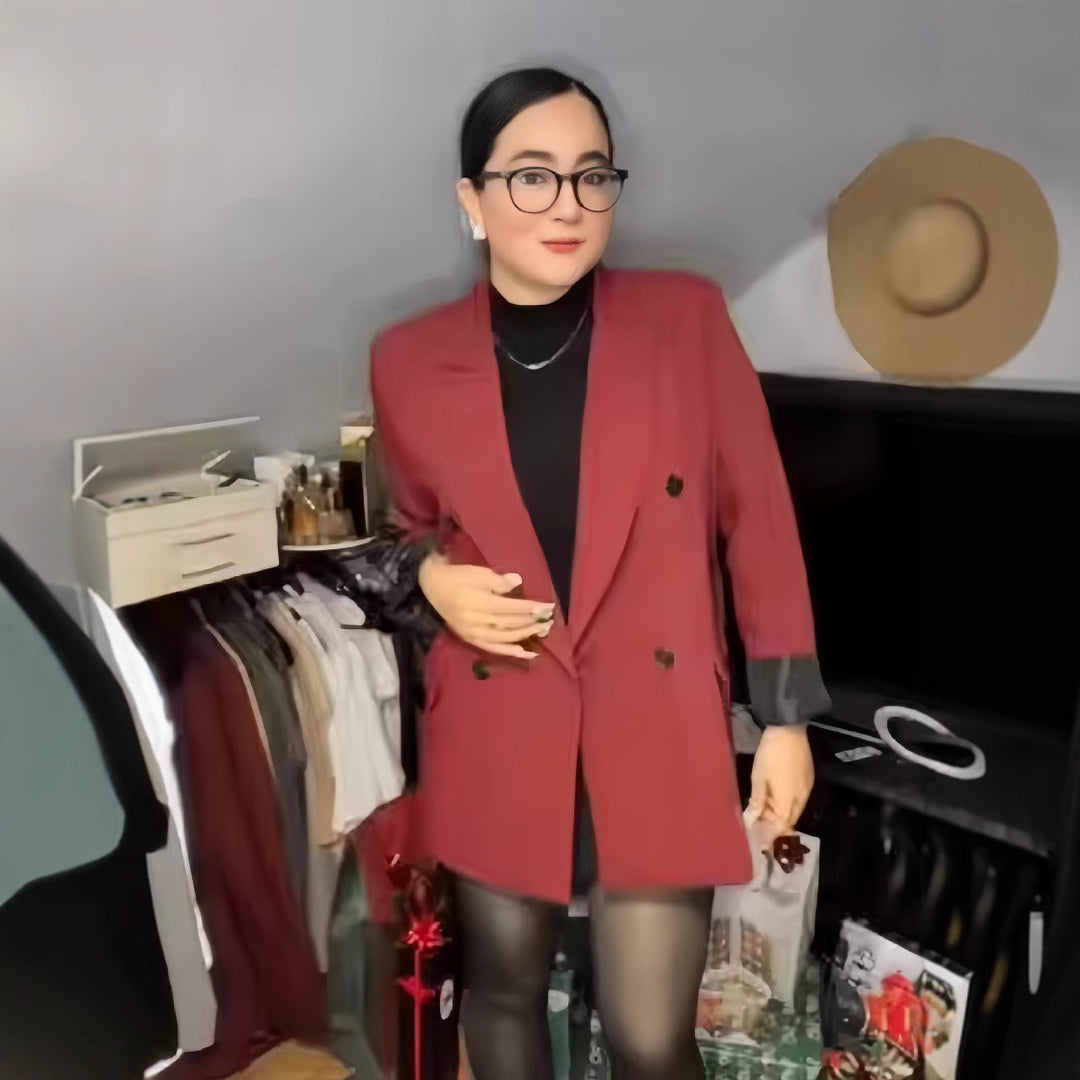 Damen Elegante Doppelreiher-Blazerjacke Drune