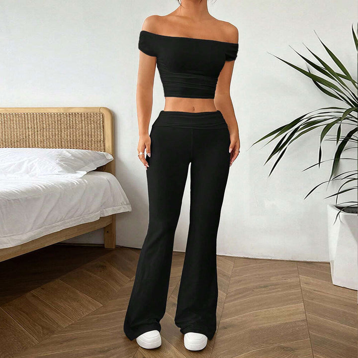 Damen cropped Oberteil und Palazzo-Hose Set Drune