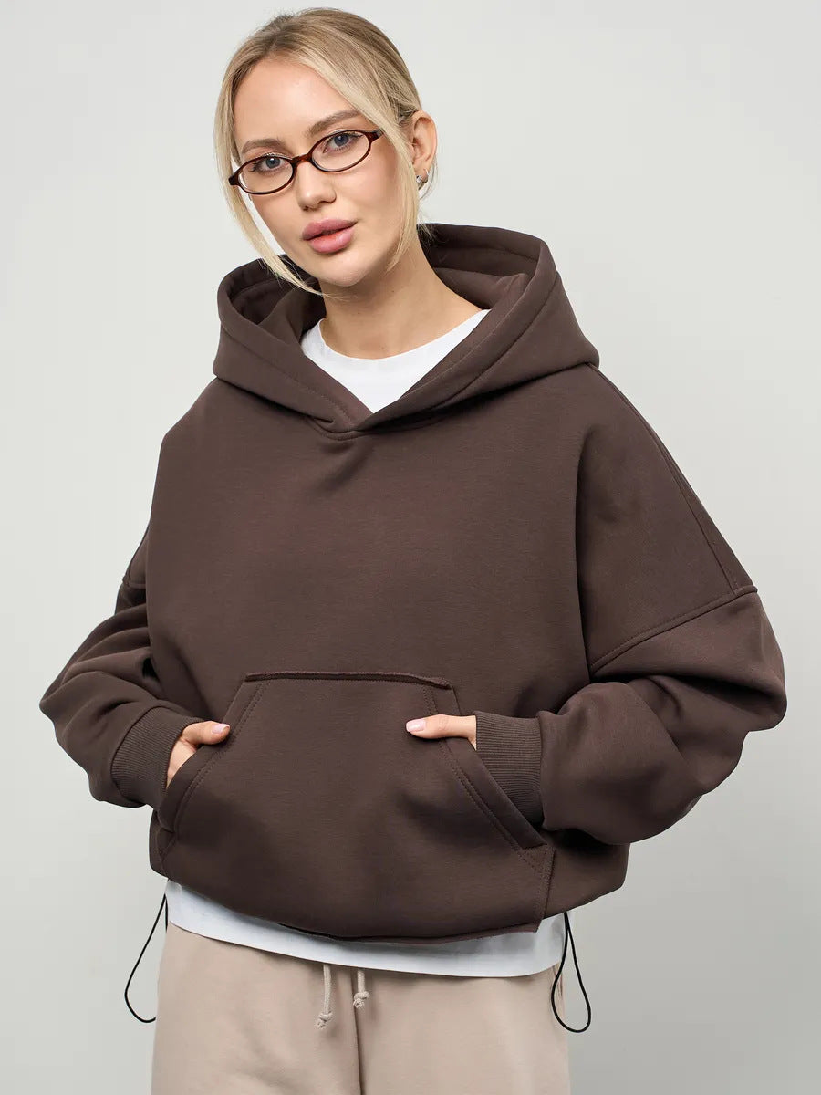 Damen oversized Kapuzenpullover mit seitlichen Taschen und lässigem Schnitt Drune