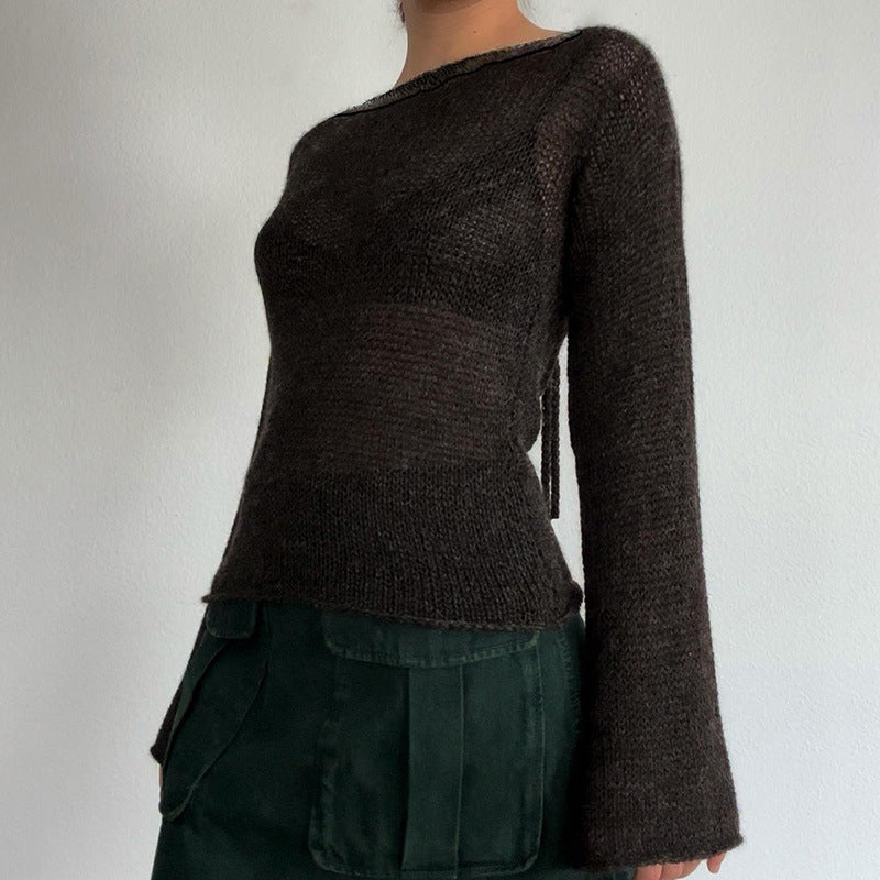Drune | Knitted sweater with bell sleeves and lace