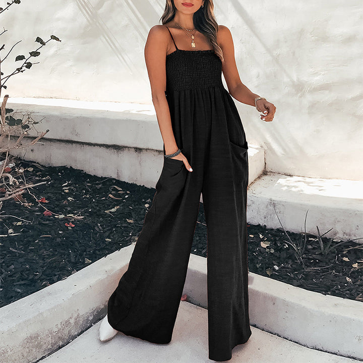 Damen Jumpsuit mit weitem Bein und elastischem Oberteil Drune