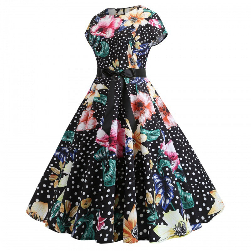 Damen Swingkleid mit floralem Muster und eleganter Taillierung Drune
