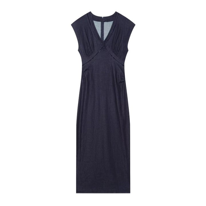 Damen Maxikleid mit elegantem V-Ausschnitt und feinem Drapé Drune